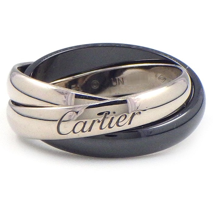 カルティエ Cartier リング トリニティ クラシックモデル MM B4095600 K18WG ブラック セラミック 11.5号 / #51 【箱・保付き】 【中古】