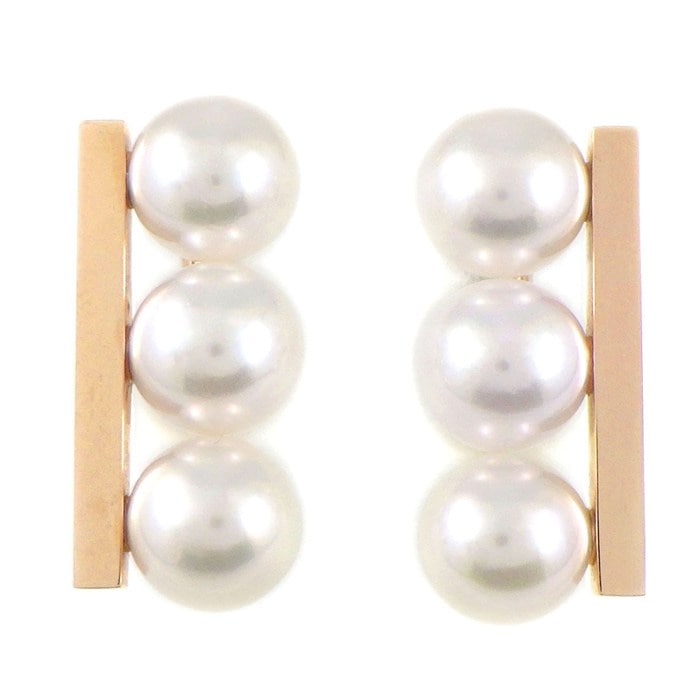 タサキ 田崎真珠 TASAKI イヤリング バランス ネオ E-4315-18KSG-UC アコヤ真珠 7.0mm珠 サクラゴールド K18SG K18YG 【中古】