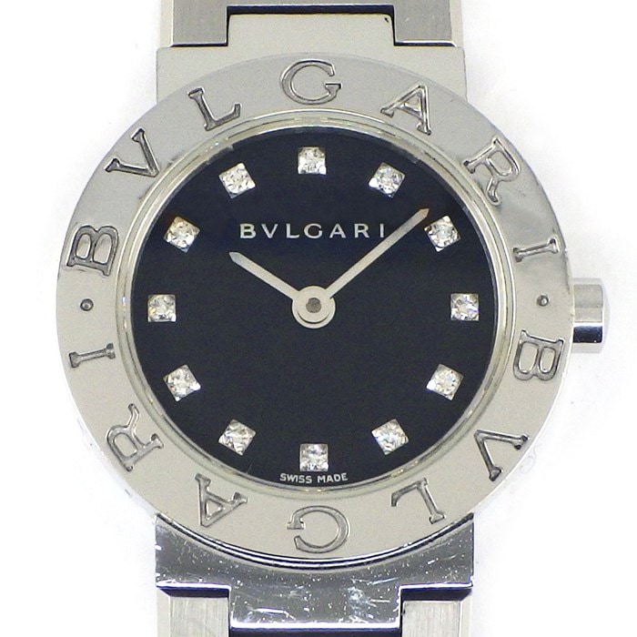 ブルガリ BVLGARI 腕時計 ブルガリブルガリ BB23SS 12ポイント ダイヤインデックス ブラック文字盤 ロゴベゼル SS クオーツアナログ 【中古】