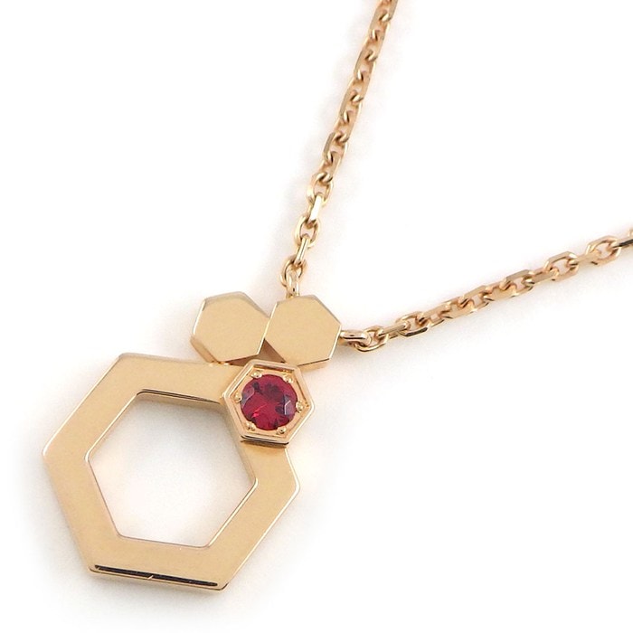 ショーメ Chaumet ネックレス ビーマイラブ ハニカム 1ポイント レッド ストーン K18PG 【中古】