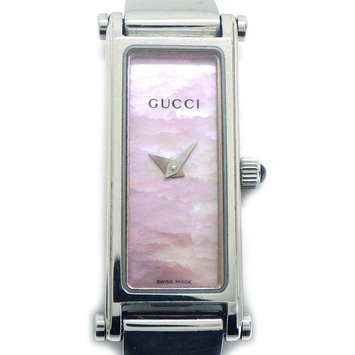グッチ GUCCI 腕時計 バングルウォッチ 1500L レクタンギュラー ピンクシェル文字盤 SS クオーツアナログ 【中古】