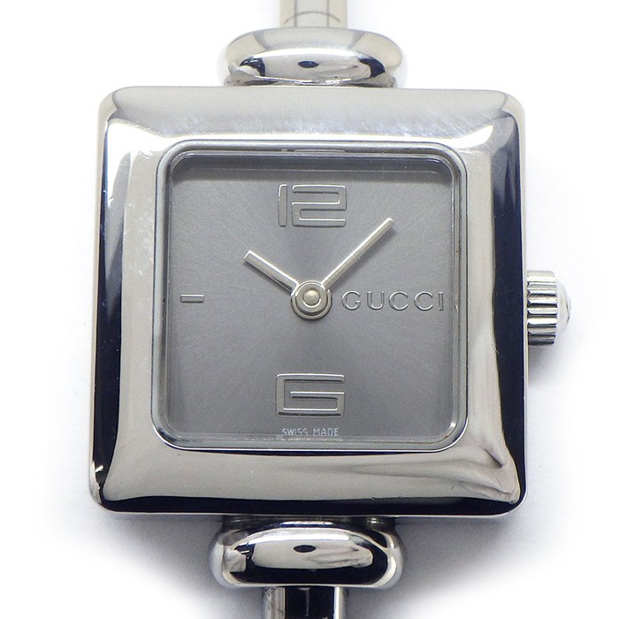 グッチ GUCCI 腕時計 バングルウォッチ 1900L スクエア サンレイ グレー文字盤 SS クオーツアナログ 【中古】
