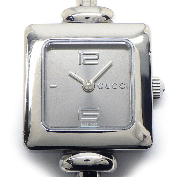 グッチ GUCCI 腕時計 バングルウォッチ 1900L スクエア サンレイ グレー文字盤 SS クオーツアナログ 【中古】