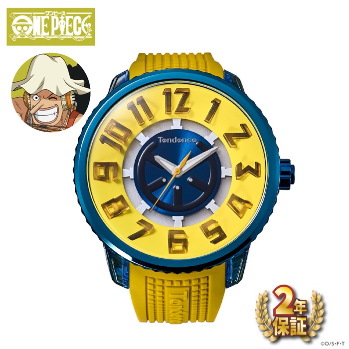 【新品・2年保証】テンデンス Tendence 腕時計 フラッシュ ONE PIECE コラボレーション ウソップ モデル TY532023 イエロー/ブルー文字盤 SS ナイロン イエローシリコンストラップ クオーツアナログ 【箱・保付き】