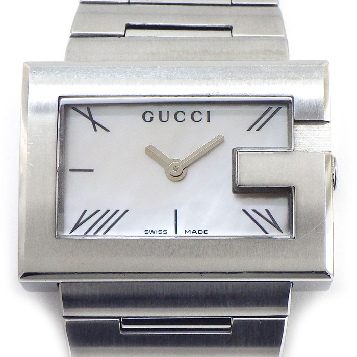 グッチ GUCCI 腕時計 Gレクタングル 100L ホワイトシェル文字盤 SS クオーツアナログ 【中古】