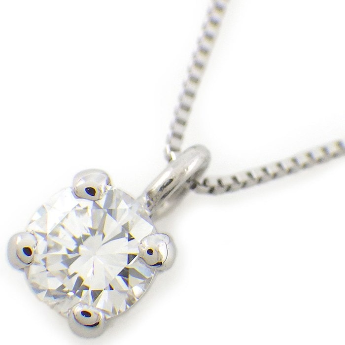 【ダイヤモンド】 ネックレス ソリティア 1ポイント ラウンドブリリアントカット ダイヤモンド 0.319ct(G/VS2/GD) PT900 PT850  【中古】