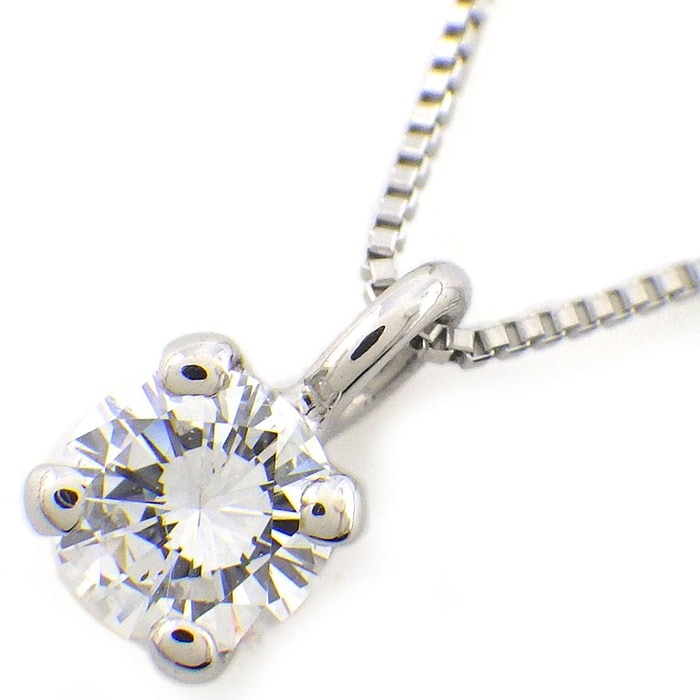 【ダイヤモンド】 ネックレス ソリティア 1ポイント ラウンドブリリアントカット ダイヤモンド 0.228ct(D/VS2/GD) PT900 PT850 【中古】