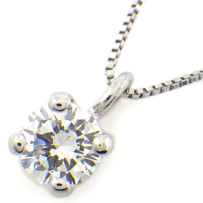 【ダイヤモンド】 ネックレス ソリティア 1ポイント ラウンドブリリアントカット ダイヤモンド 0.325ct(I/VS1/VG) PT900 PT850  【中古】