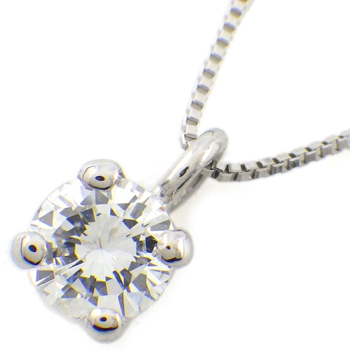 【ダイヤモンド】 ネックレス ソリティア 1ポイント ラウンドブリリアントカット ダイヤモンド 0.352ct(G/VS1/GD) PT900 PT850  【中古】