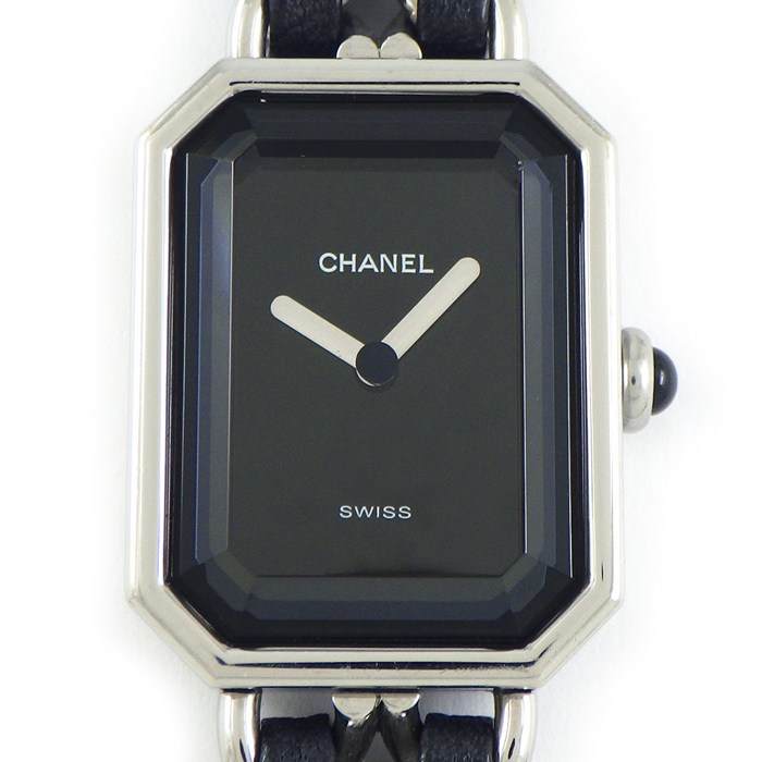 シャネル CHANEL 腕時計 プルミエール L H0451 ブラック文字盤 シルバー/ブラック チェーン 革 レザーベルト SS クオーツアナログ 【中古】