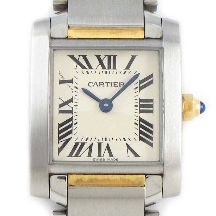 カルティエ Cartier 腕時計 タンクフランセーズ SM W51007Q4 スクエア アイボリー文字盤 ローマンインデックス K18YG SS クオーツアナログ 【箱・保付き】 【中古】