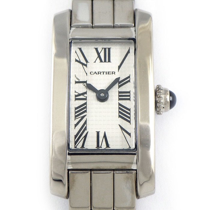 カルティエ Cartier 腕時計 タンク アロンジェ ラニエール SM W15364W3 レクタンギュラー シルバー文字盤 ローマンインデックス K18WG クオーツアナログ 【中古】