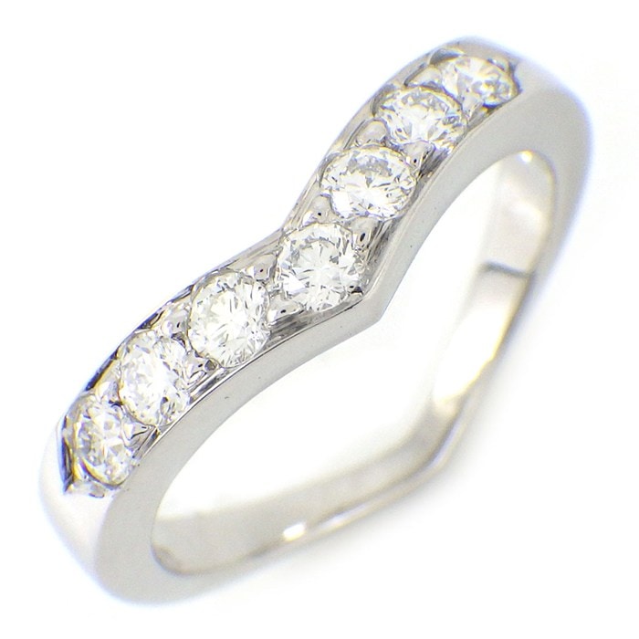 ティファニー Tiffany & Co. リング Vバンド ハーフサークル エタニティ 7ポイント ダイヤモンド PT950 9号 【中古】