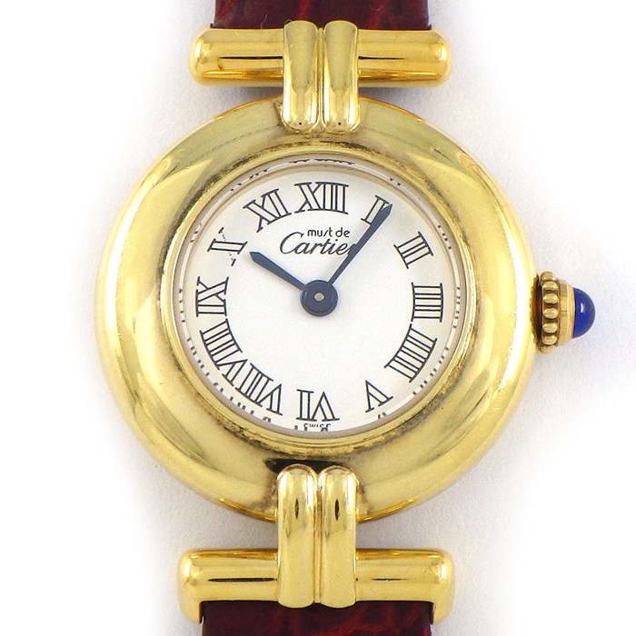 カルティエ Cartier 腕時計 マストコリゼ SM ヴェルメイユ W1011554 ホワイト文字盤 ローマンインデックス アリゲーターレザーベルト GP クオーツアナログ カルティエ Cartier 腕時計 マストコリゼ SM ヴェルメイユ W1011554