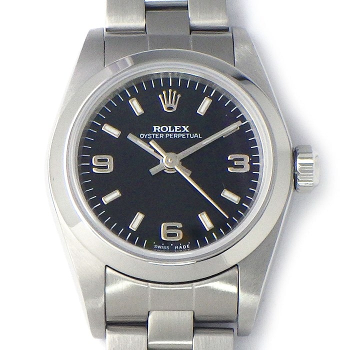 ロレックス Rolex 腕時計 オイスターパーペチュアル 76080 A番 1998-1999年製 ブラック文字盤 夜光針・インデックス SS 自動巻き 【箱・保付き】 【中古】