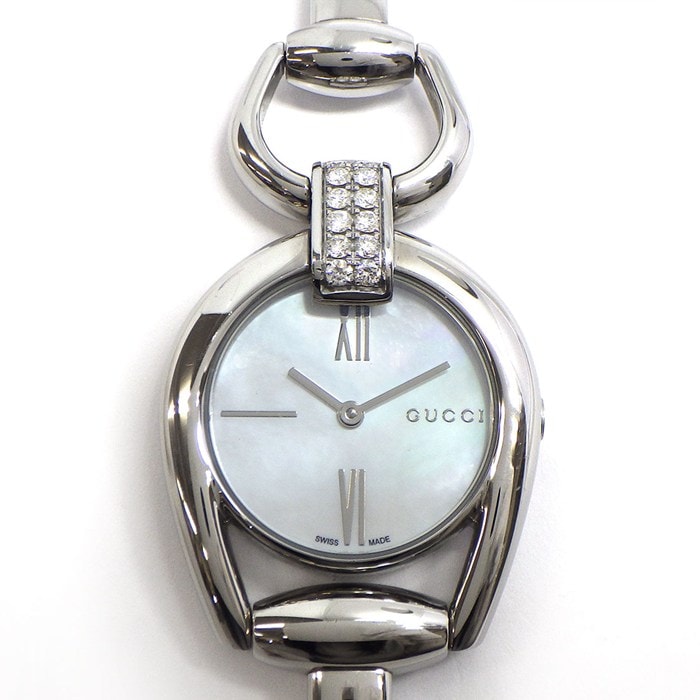 グッチ GUCCI 腕時計 バングルウォッチ ホースビット 139.5/YA139504 ダイヤラグ ホワイトシェル文字盤 SS クオーツアナログ 【中古】