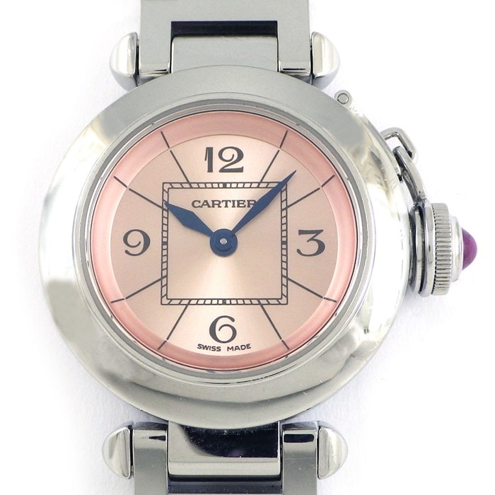 カルティエ Cartier 腕時計 ミスパシャ W3140008 ピンクサンレイ文字盤 SS クオーツアナログ 【中古】