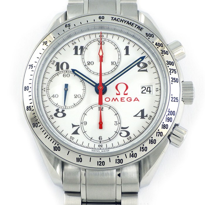 オメガ OMEGA 腕時計 スピードマスター 3513.20.00 オリンピックコレクション限定モデル ホワイト文字盤 デイト クロノグラフ スモールセコンド SS 自動巻き 【OH済み】 【中古】