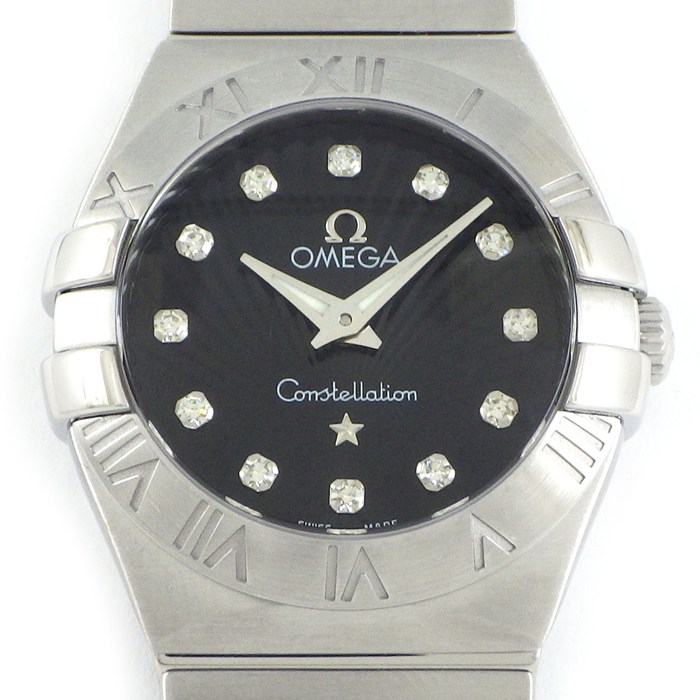 オメガ OMEGA 腕時計 コンステレーション 123.10.24.60.51.001 12ポイント ダイヤインデックス ギョーシェ ブラック文字盤 SS クオーツアナログ 【中古】