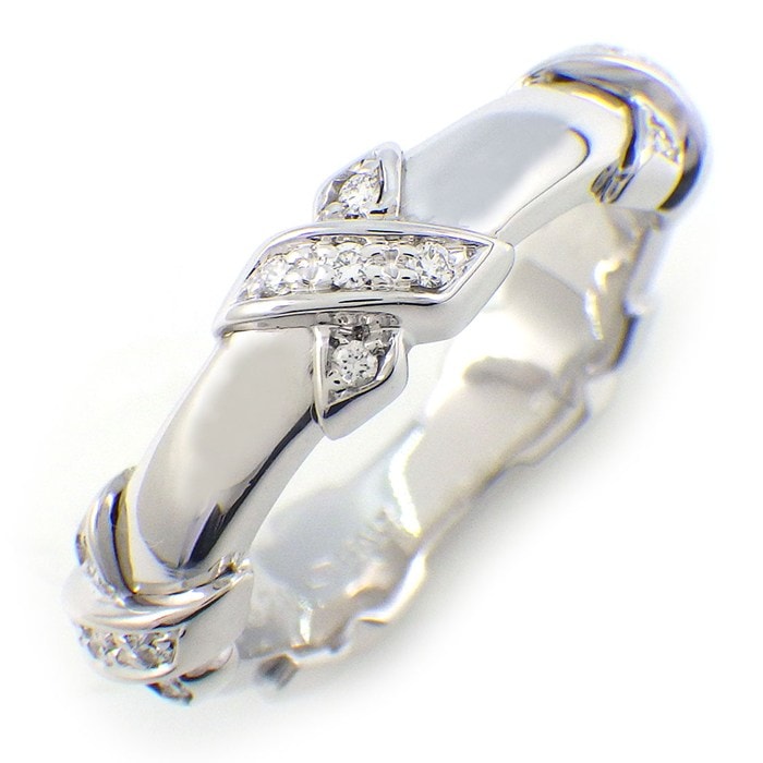  ティファニー Tiffany & Co. リング シグネチャー クロス X ダイヤモンド K18WG 8号 【中古】