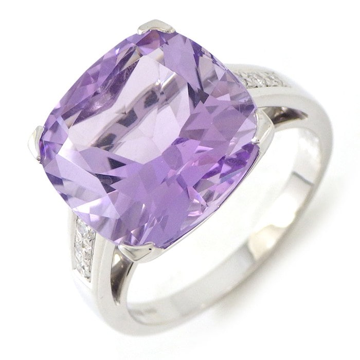 モーブッサン MAUBOUSSIN リング ジョリ・プチ・ミノワ クッションカット ローズドフランス アメジスト 5.70ct ダイヤモンド 計0.020ct K18WG 15.5号 【中古】