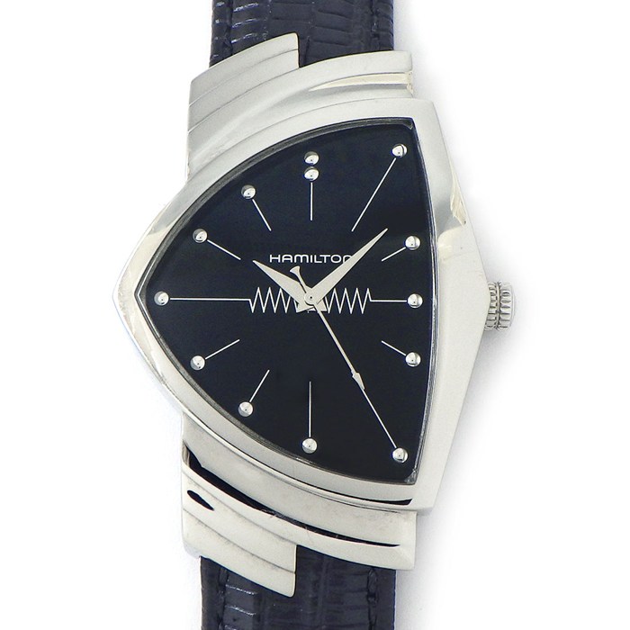 ハミルトン Hamilton 腕時計 ベンチュラ H244112 トライアングル ブラック文字盤 牛革ベルト SS クオーツアナログ 【箱・保付き】 【中古】