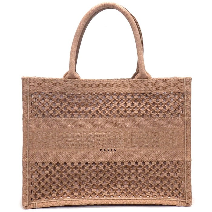 ディオール Dior トートバッグ ブックトート ミディアム 50-MA-0290 ピンク メッシュキャンバス エンブロイダリーキャンバス 【中古】