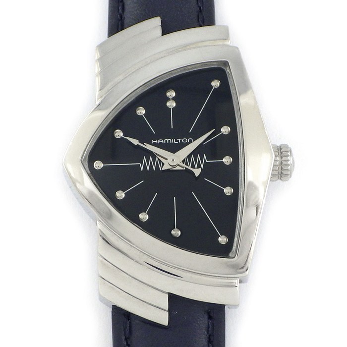 ハミルトン Hamilton 腕時計 ベンチュラ H24211732 トライアングル ブラック文字盤 牛革ベルト SS クオーツアナログ 【箱・保付き】 【中古】