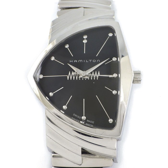 ハミルトン Hamilton 腕時計 ベンチュラ H244810 エルヴィス・プレスリー生誕75周年記念モデル ブラック文字盤 SS クオーツアナログ 【中古】