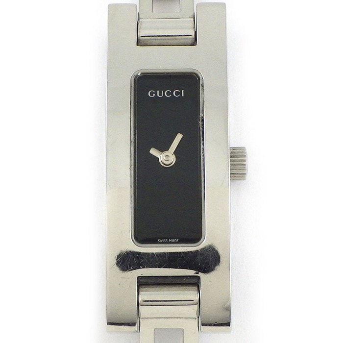グッチ GUCCI 腕時計 バングルウォッチ 3900L レクタンギュラー ブラック文字盤 SS クオーツアナログ 【中古】