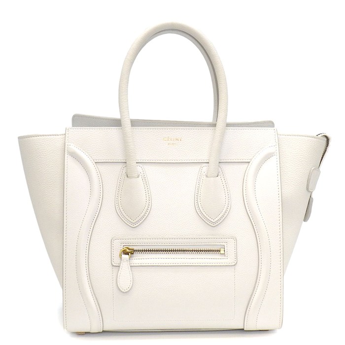 セリーヌ CELINE ハンドバッグ ラゲージ マイクロ 167793AQL.011C アイスバーグ カーフスキン ゴールド金具 【中古】