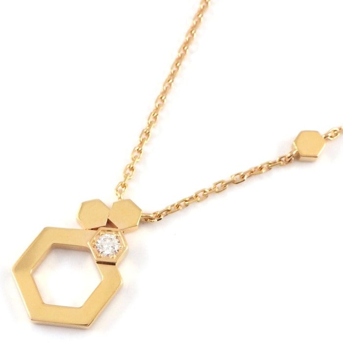 ショーメ Chaumet ネックレス ビーマイラブ ハニカム 1ポイント ダイヤモンド K18PG 【中古】