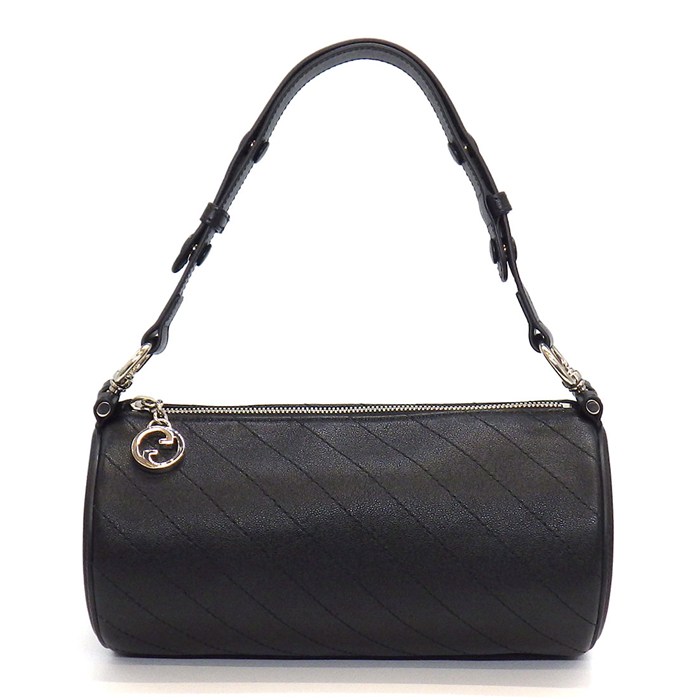 グッチ GUCCI ショルダーバッグ/ハンドバッグ ブロンディ スモール 760169 AACPY 1000 ブラック レザー コットン シルバー金具 【中古】