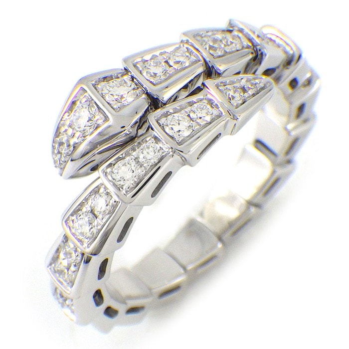 ブルガリ BVLGARI リング セルペンティ ヴァイパー 354707 シングルスパイラル フルパヴェ ダイヤモンド 計0.66ct K18WG 12号 / #M 【中古】