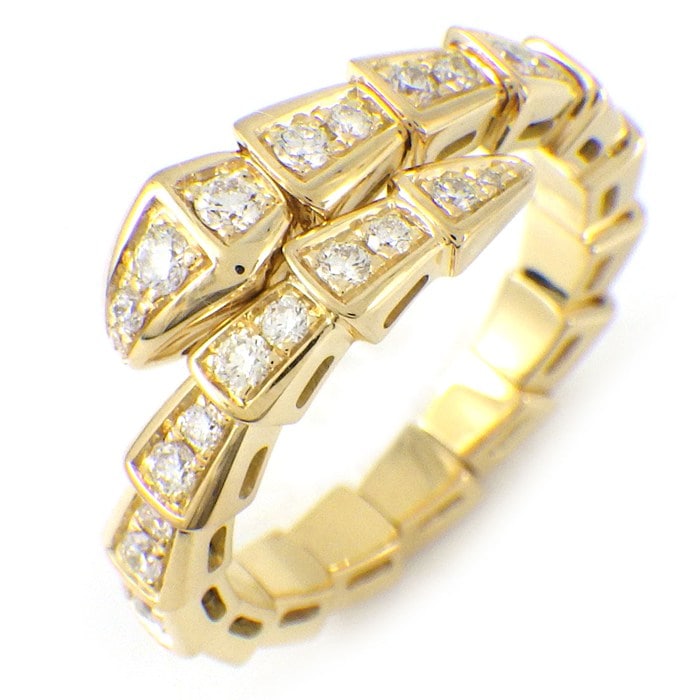 ブルガリ BVLGARI リング セルペンティ ヴァイパー シングルスパイラル フルパヴェ ダイヤモンド 計0.66ct K18YG 12号 / #M 【中古】