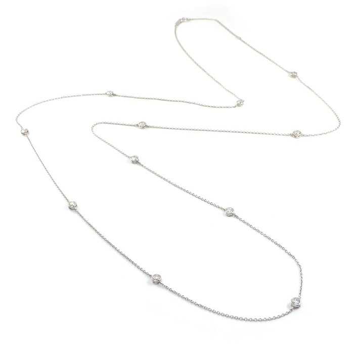 【ダイヤモンド】 ロングネックレス 11ポイント ダイヤモンド 計1.00ct PT900 PT850 【中古】