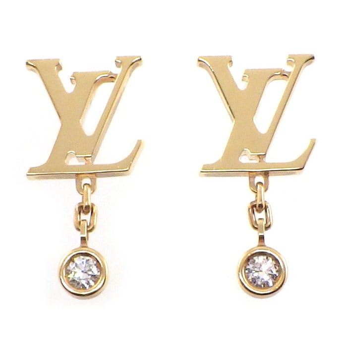 ルイ・ヴィトン LOUIS VUITTON ピアス ピュス イディール ブロッサム モノグラム LV ロゴ Q96549 2ポイント ダイヤモンド 0.03ct / 0.03ct K18PG 【箱・保付き】 【中古】