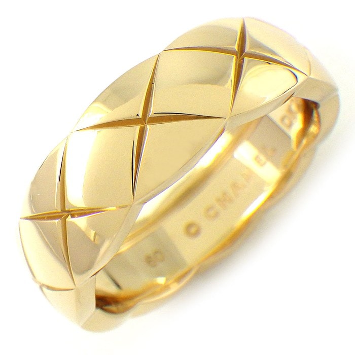 シャネル CHANEL リング ココクラッシュ ミディアム J10571 マトラッセ キルティング K18YG 19.5号 / #60 【中古】