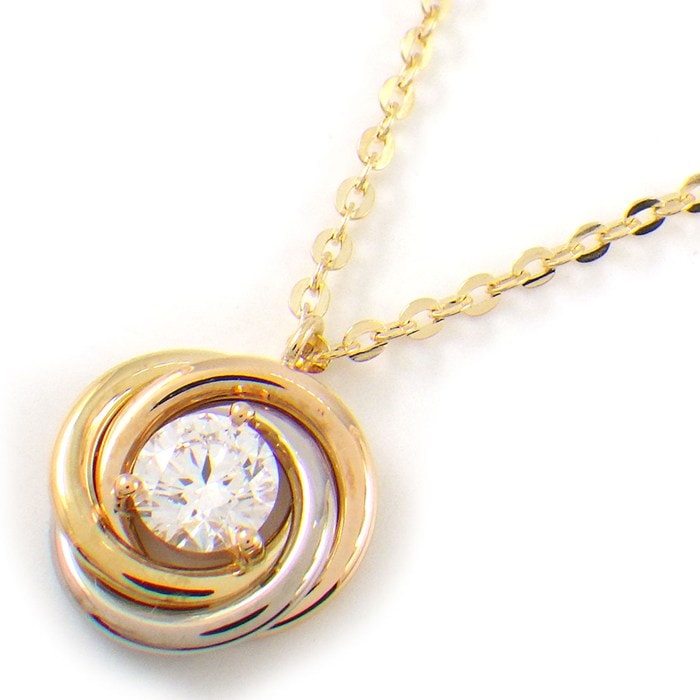 カルティエ Cartier ネックレス トリニティ B7224812 スリーカラー 1ポイント ダイヤモンド 0.17ct K18PG K18WG K18YG 【箱・保付き】 【中古】