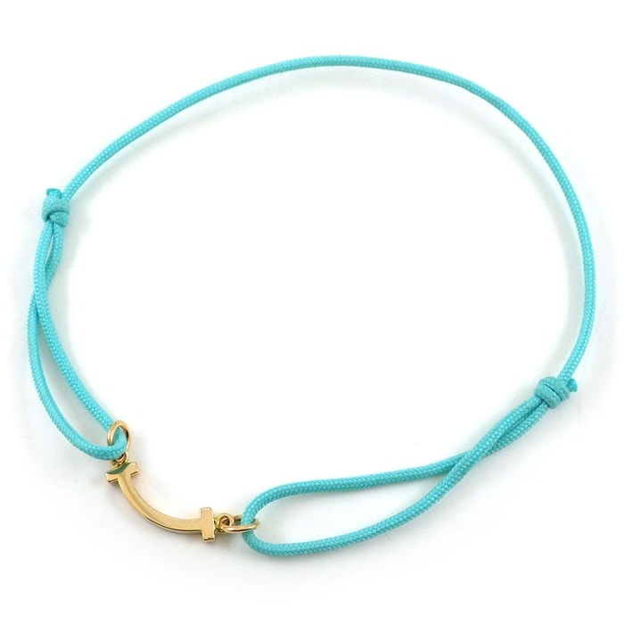 ティファニー Tiffany & Co. ブレスレット Tスマイル ミニ マイクロ チャリティ 71394085 K18YG ブルー コード 【中古】