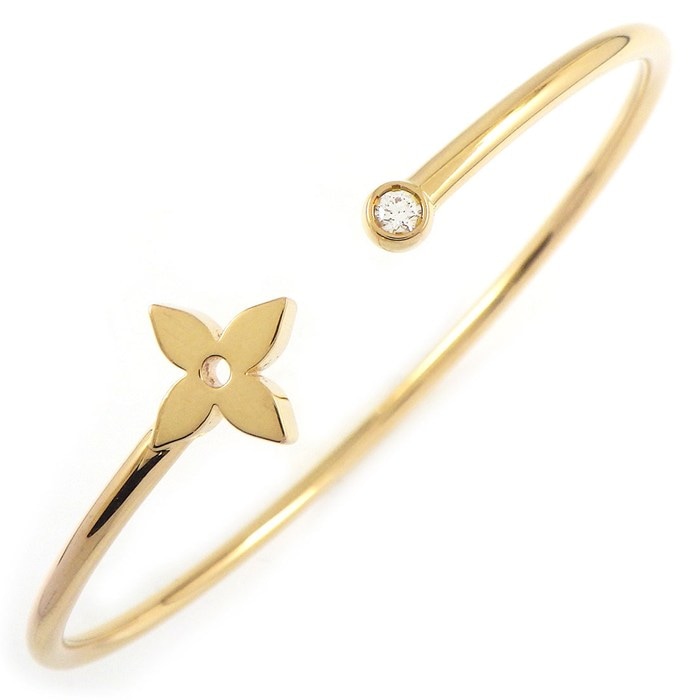 ルイ・ヴィトン LOUIS VUITTON バングル ブラスレ ツイスト ブロッサム Q95533 1ポイント ダイヤモンド 0.06ct K18PG / #16 【中古】
