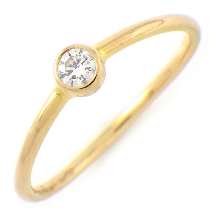 ティファニー Tiffany & Co. リング ウェーブ シングルロウ 60016977 1ポイント ダイヤモンド 0.06ct K18PG 8.5号 【中古】