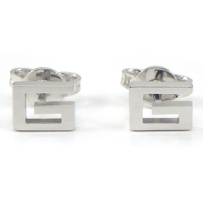  グッチ GUCCI ピアス GG スクエア ロゴ K18WG 【中古】