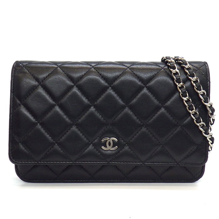 シャネル CHANEL ショルダーバッグ マトラッセ クラシック チェーンウォレット AP0250 2014年 ブラック ボルドー ラムスキン 【中古】