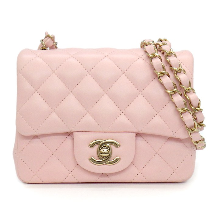 シャネル CHANEL ショルダーバッグ マトラッセ ミニ クラシック ハンドバッグ A35200 ピンク ゴールド金具 ラムスキン 【中古】