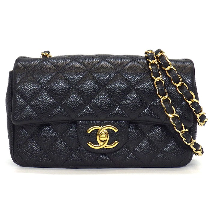シャネル CHANEL ショルダーバッグ マトラッセ 20 ミニ クラシック ハンドバッグ A69900 2013年 ブラック キャビアスキン 【中古】