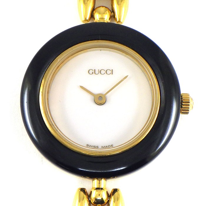 グッチ GUCCI 腕時計 チェンジベゼル 11/12.2 マルチカラーベゼル 全6色付属 ホワイト文字盤 GP クオーツアナログ 【中古】