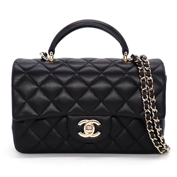 シャネル CHANEL ショルダーバッグ/ハンドバッグ マトラッセ 20 トップハンドル ミニ クラシック AS2431 ブラック ラムスキン 【中古】