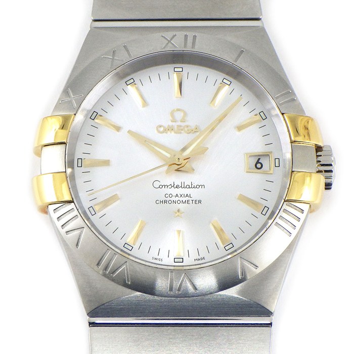 オメガ OMEGA 腕時計 コンステレーション 123.20.35.20.02.004 シルバーサンレイ文字盤 デイト 裏スケ K18YG SS 自動巻き 【中古】
