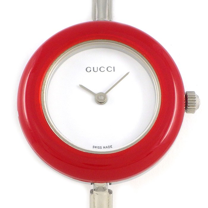 グッチ GUCCI 腕時計 チェンジベゼル マルチカラーベゼル 全12色付属 ホワイト文字盤 SS クオーツアナログ 【中古】